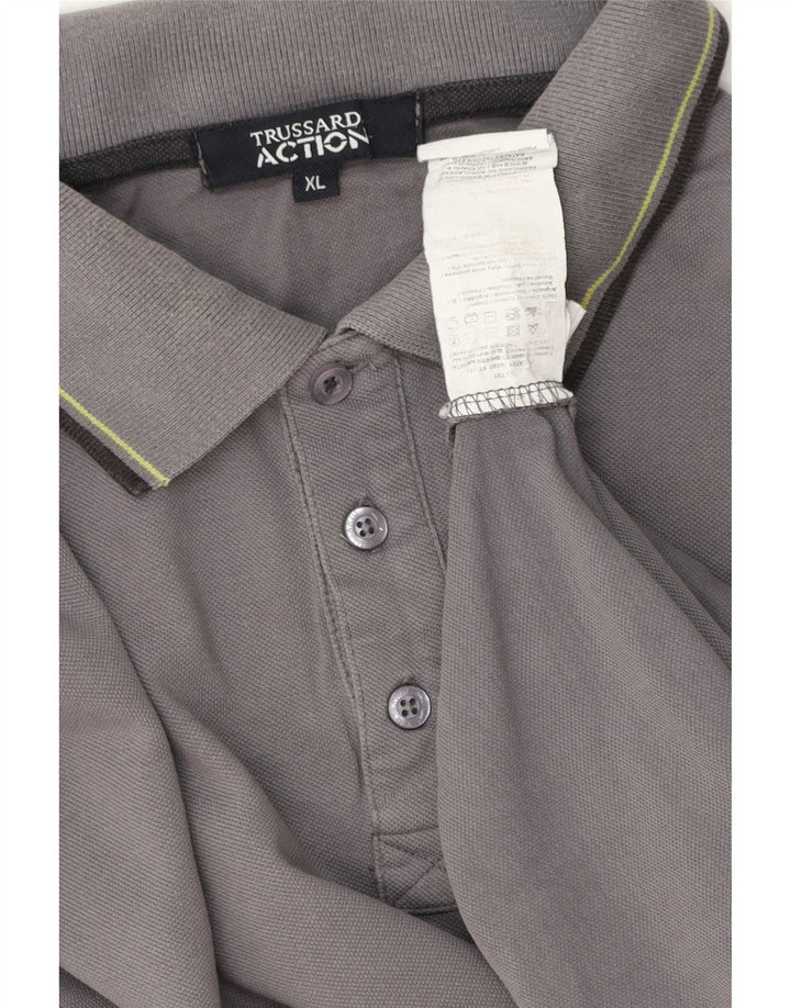 Męska koszulka polo Trussardi XL, szara, bawełniana w paski