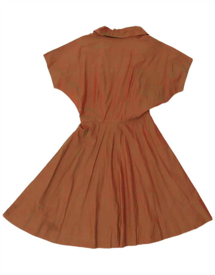 Vintage damska sukienka o linii A UK 8 Small Brown
