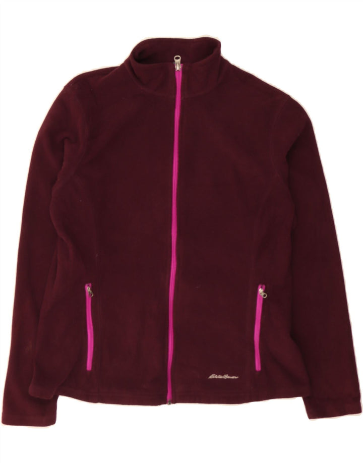 EDDIE BAUER Womens Fleece Jacket UK 12 Medium Burgundy Polyester Vintage Eddie Bauer and Second-Hand Eddie Bauer from Messina Hembry 