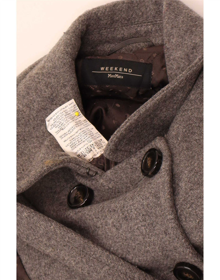 Dwurzędowy płaszcz damski Max Mara Weekend UK 12 Mediun Szara wełna