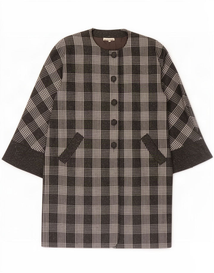 Płaszcz damski w stylu vintage IT 48 XL Szara kratka Angora