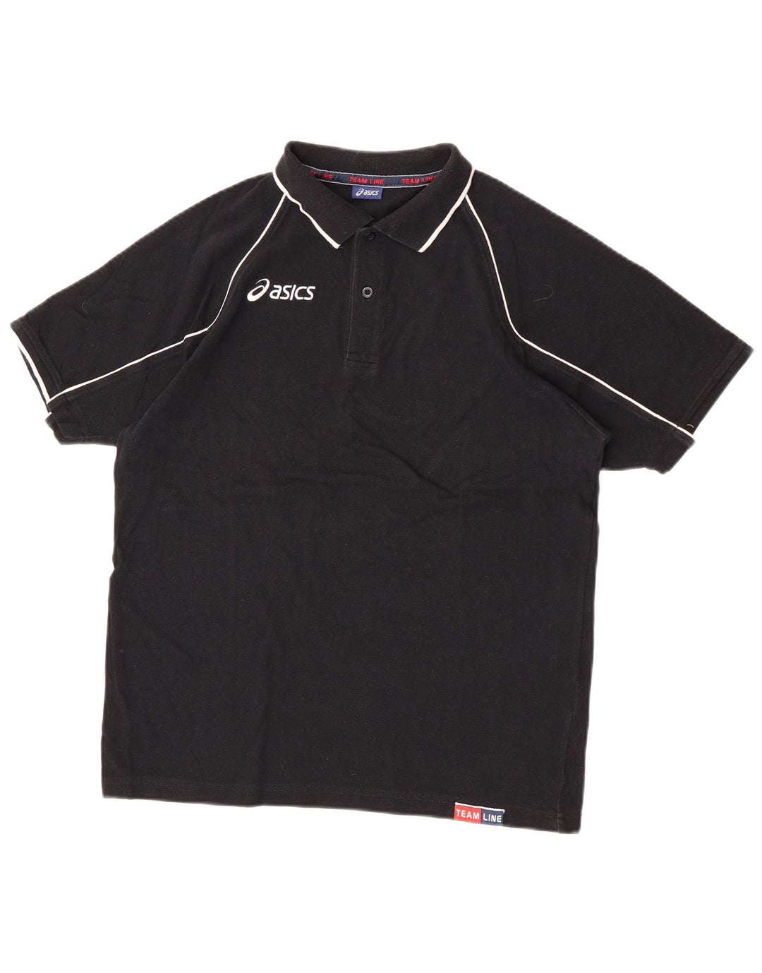 Męska koszulka polo z grafiką ASICS, duża, czarna, bawełniana