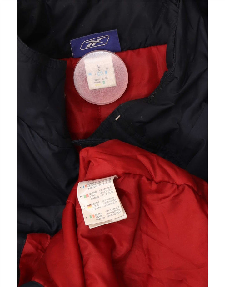 Męska kurtka wiatrówka Reebok z kapturem UK 40, duża, granatowa, nylonowa