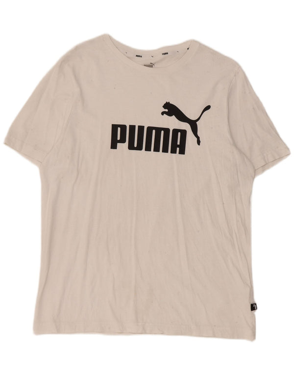 Męska koszulka z grafiką Puma, duża, biała, bawełniana