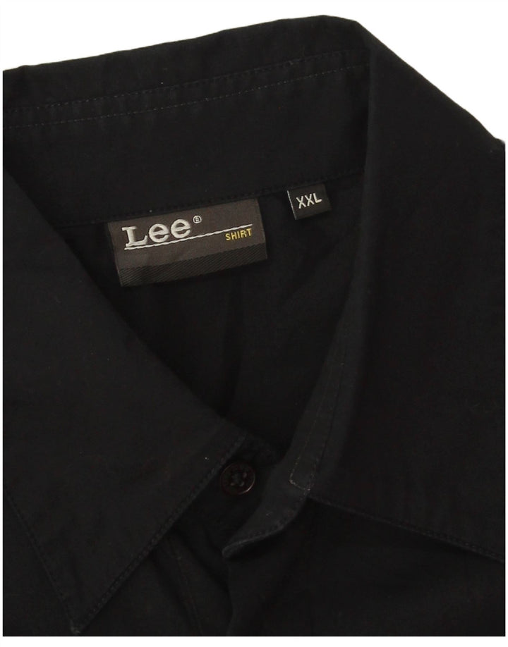Koszula męska z krótkim rękawem Lee 2XL, czarna, bawełniana
