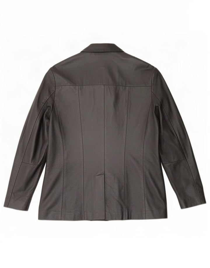 Vintage męska skórzana marynarka zapinana na 4 guziki UK 36 Small Black