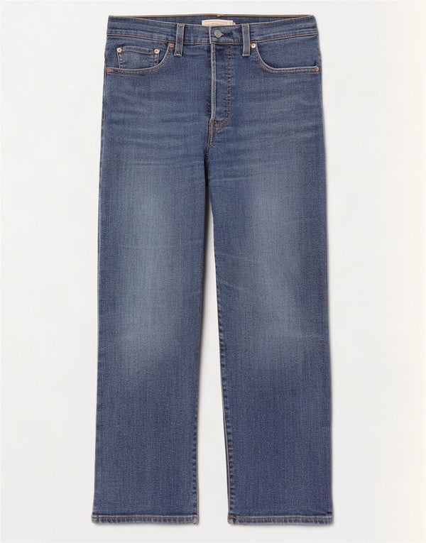 Damskie jeansy Levi's Ribcage Straight W27 L29 Niebieskie bawełniane