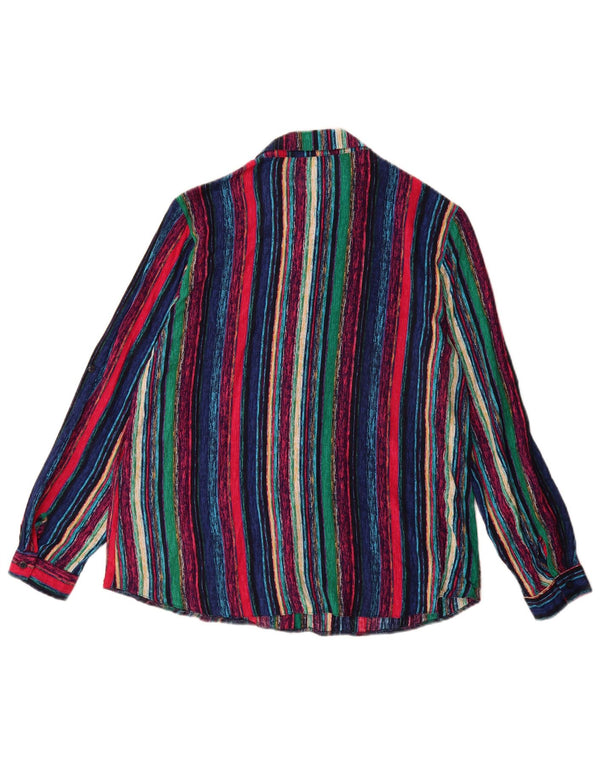 Vintage Womens Shirt Blouse UK 12 Medium Multicoloured Striped Viscose