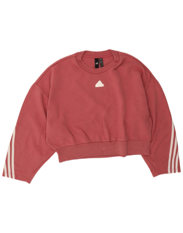 Damska bluza Adidas Crop Oversized Sweter UK 16/18 Duża różowa bawełna
