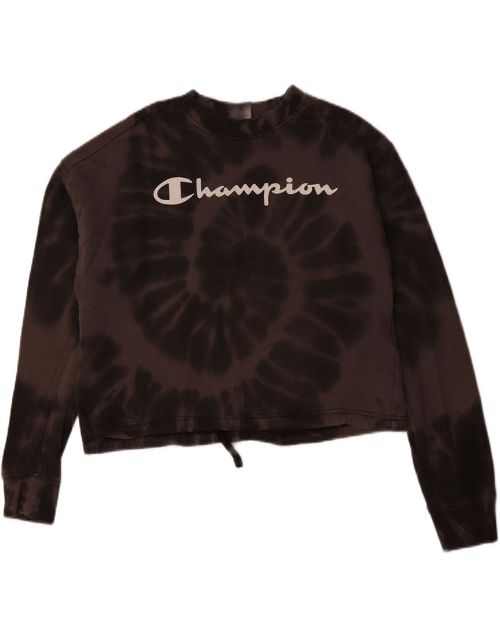Damska bluza CHAMPION Crop Graphic Jumper UK 14 Średni brąz Tie Dye
