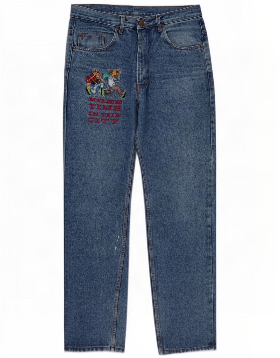 Męskie jeansy zwężane Base 92 Graphic IT 48 Medium W32 L34 Niebieska bawełna