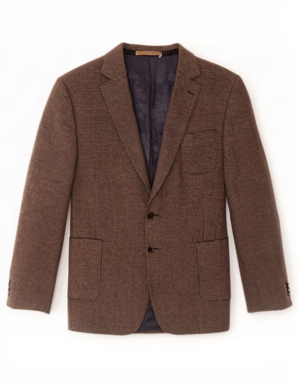 Marks & Spencer Męska marynarka o przedłużonym fasonie, UK 44 XL, brązowa pepitka