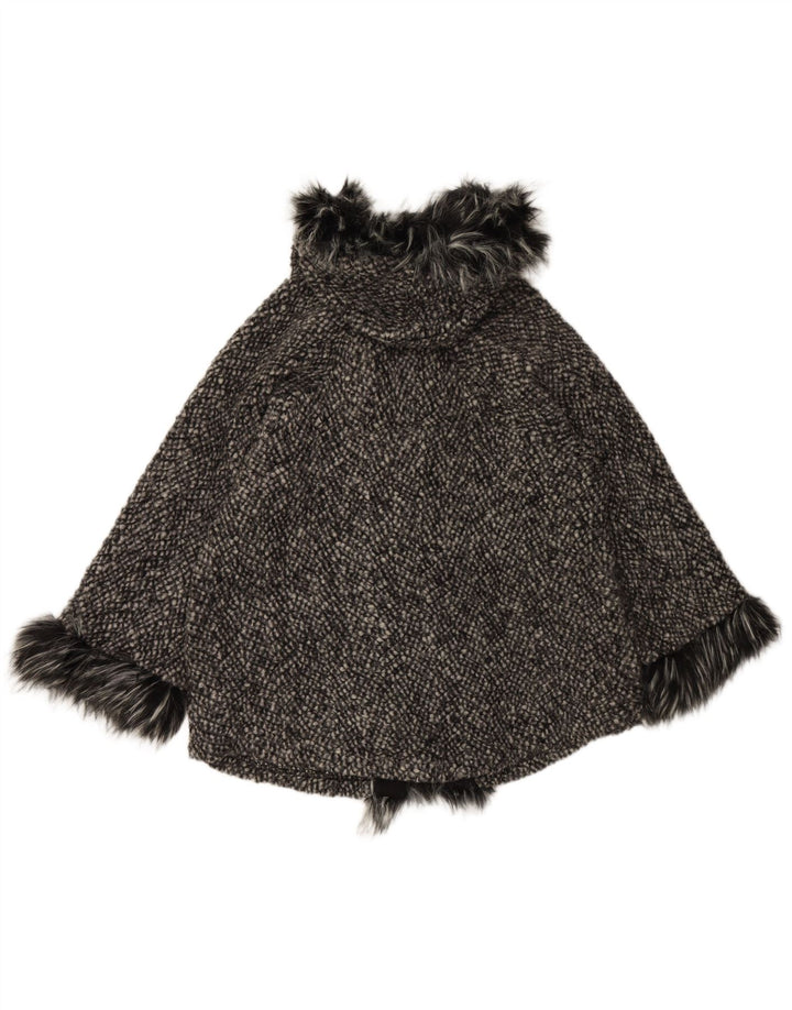 VINTAGE Damska peleryna z kapturem o luźnym kroju UK 10 Mała czarna wełna