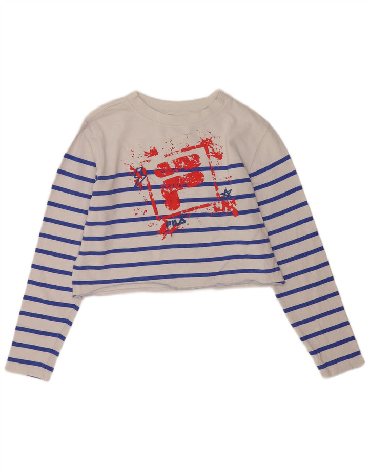 Damski top Fila Crop Graphic z długim rękawem, UK 14, średnie białe paski
