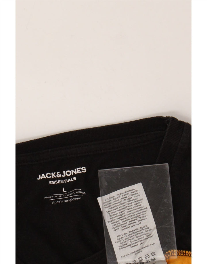 Męska koszulka z grafiką JACK & JONES, duża, żółta, bawełniana w bloki kolorów