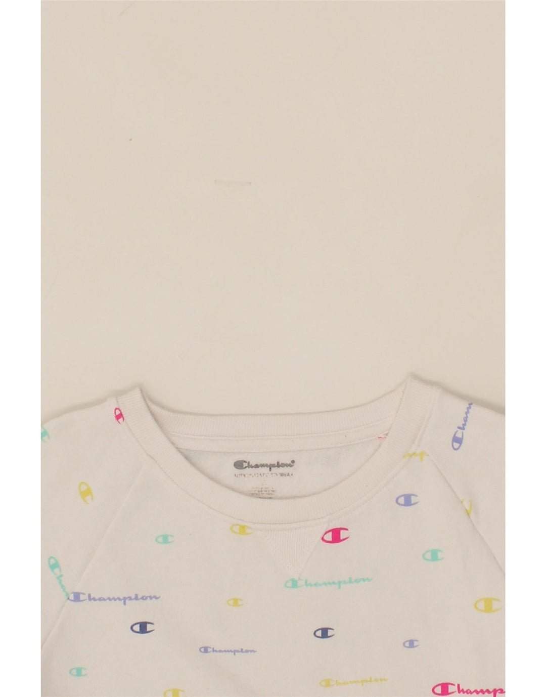 CHAMPION Womens Graphic Sweatshirt Jumper UK 10 Small White Polyester Vintage Champion and Second-Hand Champion from Messina Hembry 
