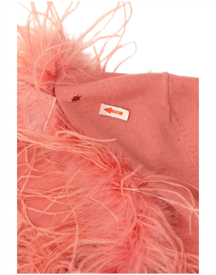 Damski sweter kardigan z rękawem 3/4 Monsoon UK 18 XL Różowa wełna