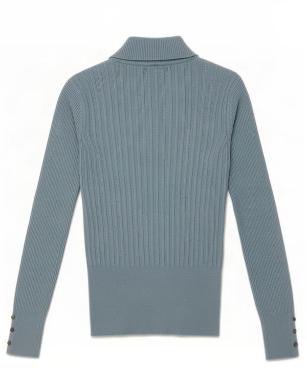Marks & Spencer Damski sweter z golfem UK 6 XS, niebieska wiskoza