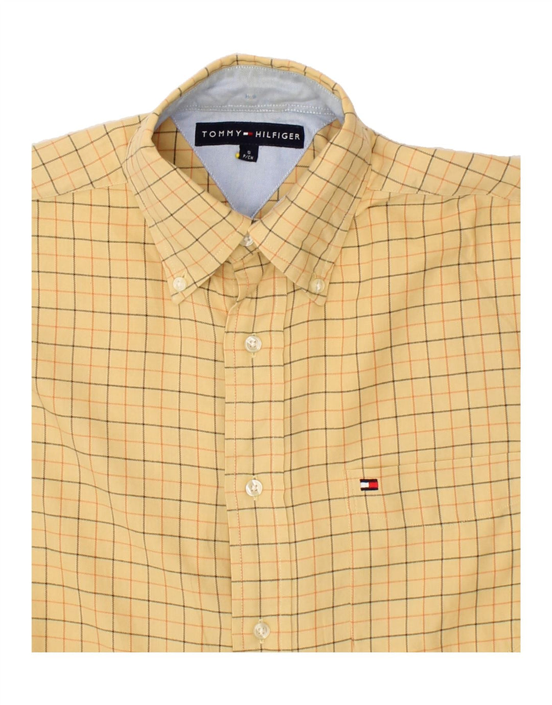 TOMMY HILFIGER Koszula męska w małą żółtą kratkę, bawełniana