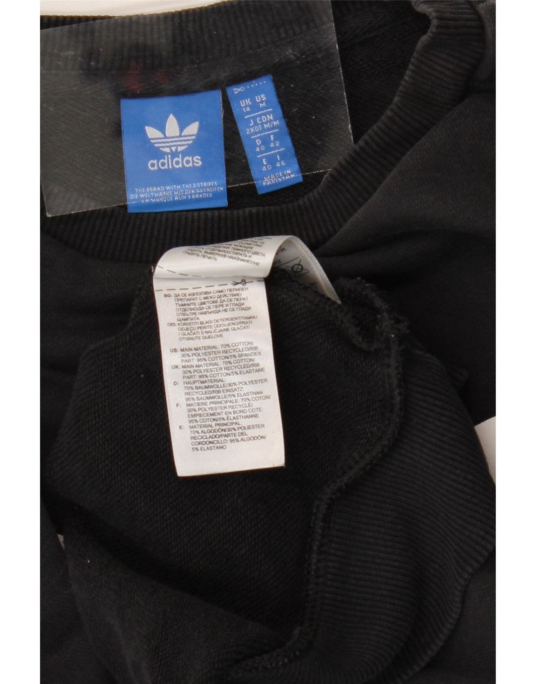 ADIDAS Womens Graphic Sweatshirt Jumper UK 14 Medium Black Cotton Vintage Adidas and Second-Hand Adidas from Messina Hembry 