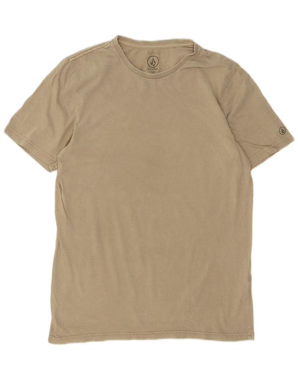 Męski t-shirt Volcom o nowoczesnym kroju, mały, beżowy, bawełniany