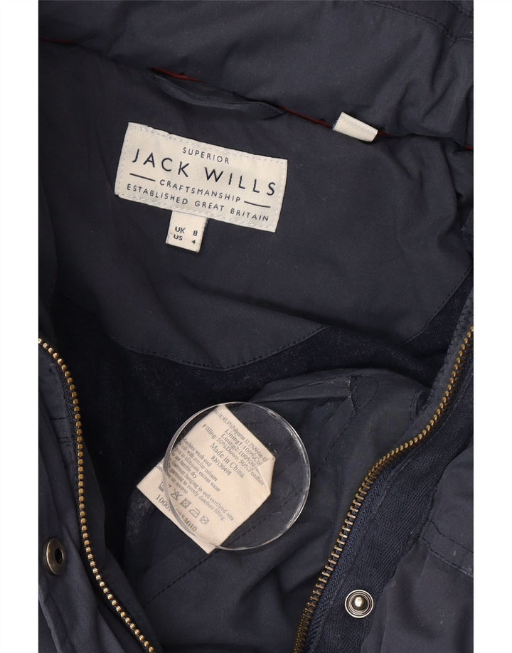 Damska ocieplana kurtka z kapturem Jack Wills UK 8, mała, granatowa, poliester
