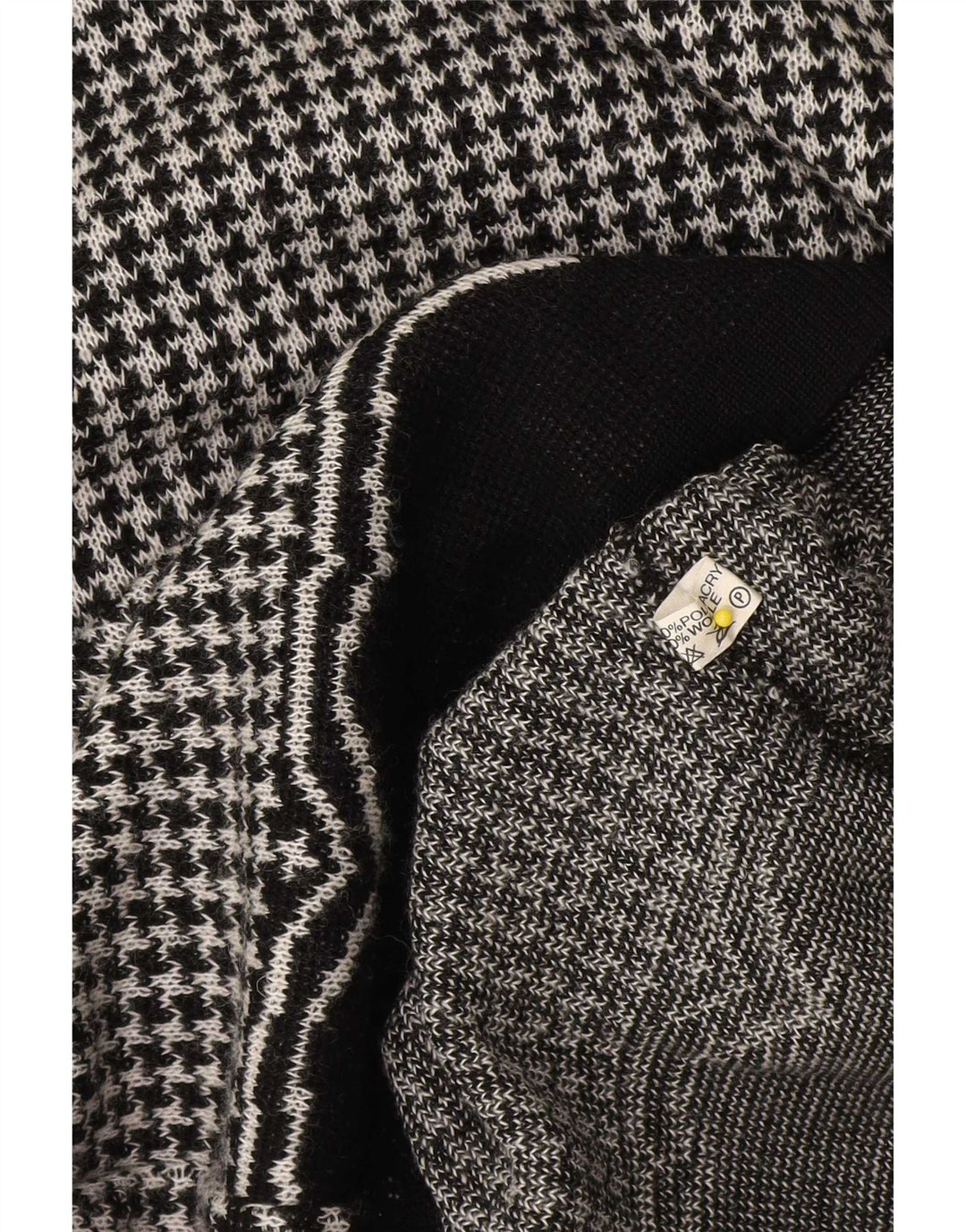 Sweter damski w stylu vintage z dekoltem w łódkę UK 14, średni czarny w pepitkę