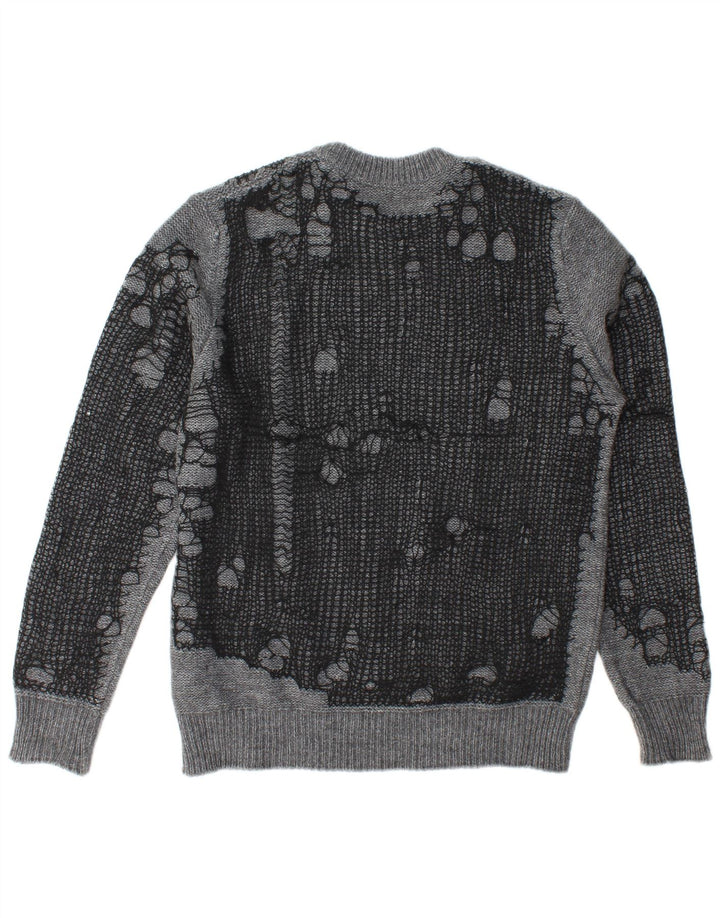 Diesel Męski sweter z wycięciem pod szyją, duży, szary, akrylowy