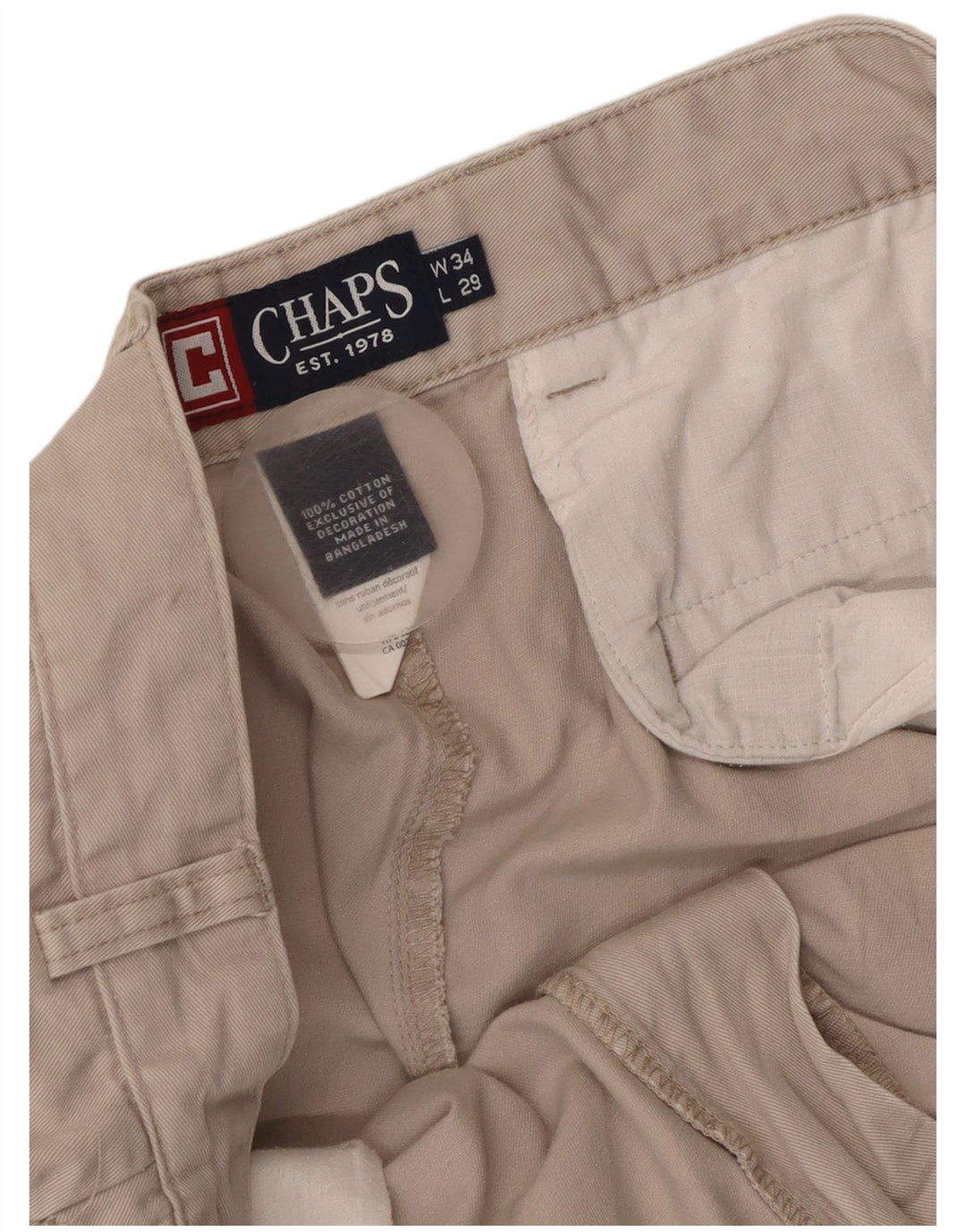 Męskie proste spodnie chino CHAPS W34 L29 Beżowa bawełna