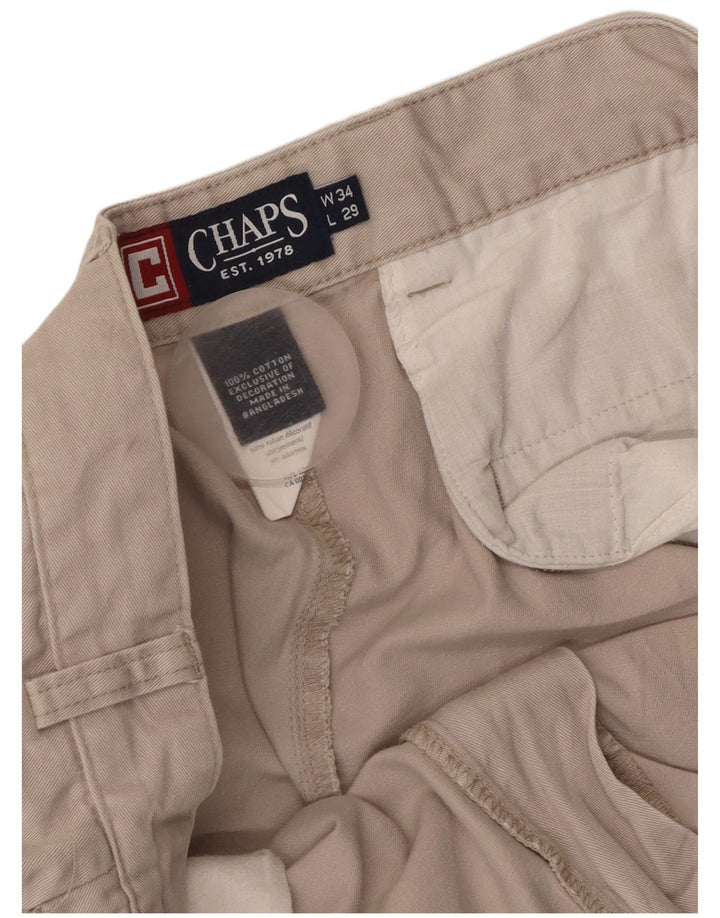 Męskie proste spodnie chino CHAPS W34 L29 Beżowa bawełna