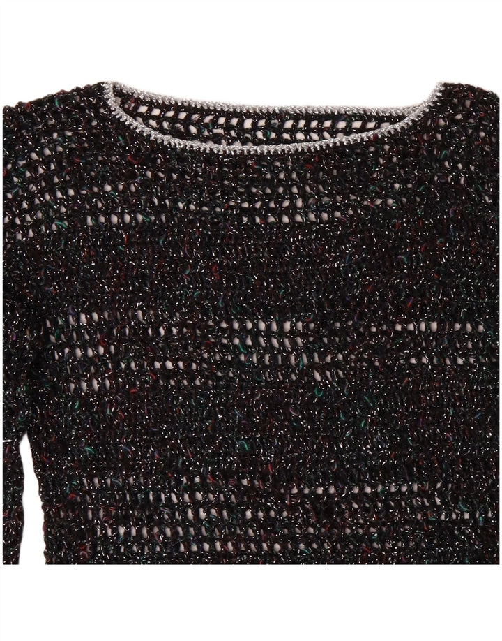 Sweter damski VINTAGE z dekoltem w łódkę UK 12, średni, wielokolorowy, nakrapiany