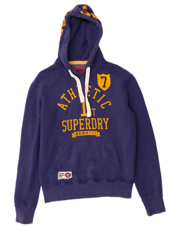 SUPERDRY Męski sweter z kapturem i grafiką, duży, niebieski, bawełniany