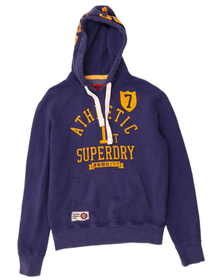 SUPERDRY Męski sweter z kapturem i grafiką, duży, niebieski, bawełniany