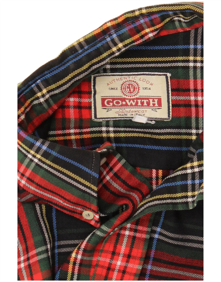 Vintage męska koszula flanelowa XL w czarną kratkę