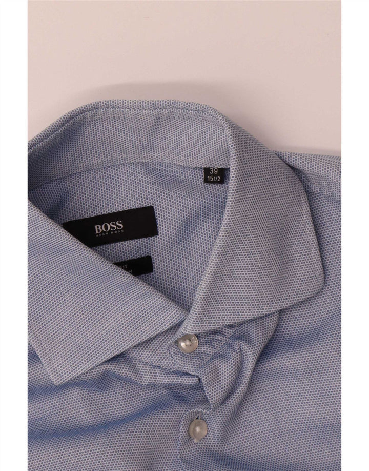 Koszula męska Hugo Boss rozmiar 39 15 1/2 Średnio niebieska bawełniana w cętki