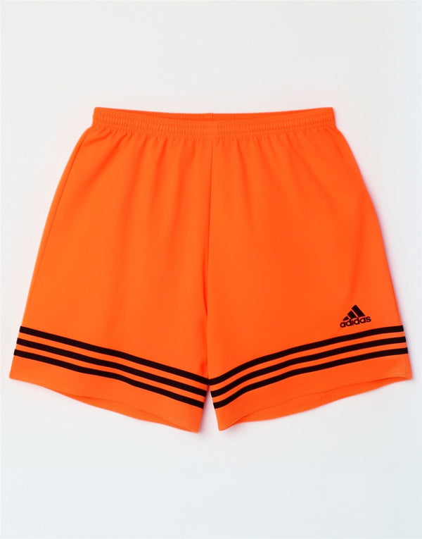 Męskie spodenki sportowe Adidas Climalite, średnie, pomarańczowe paski, poliestrowe sportowe