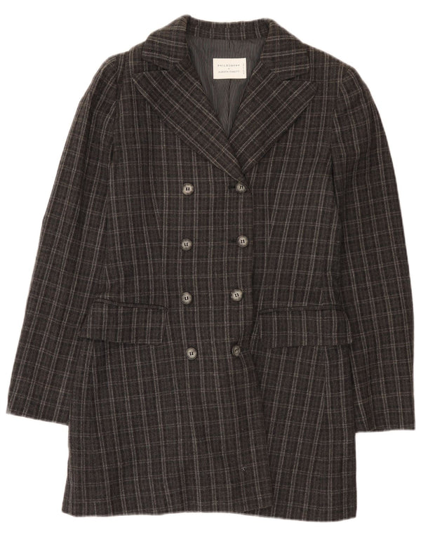 Dwurzędowy płaszcz damski Alberta Ferretti Philosophy UK 10 Small Grey
