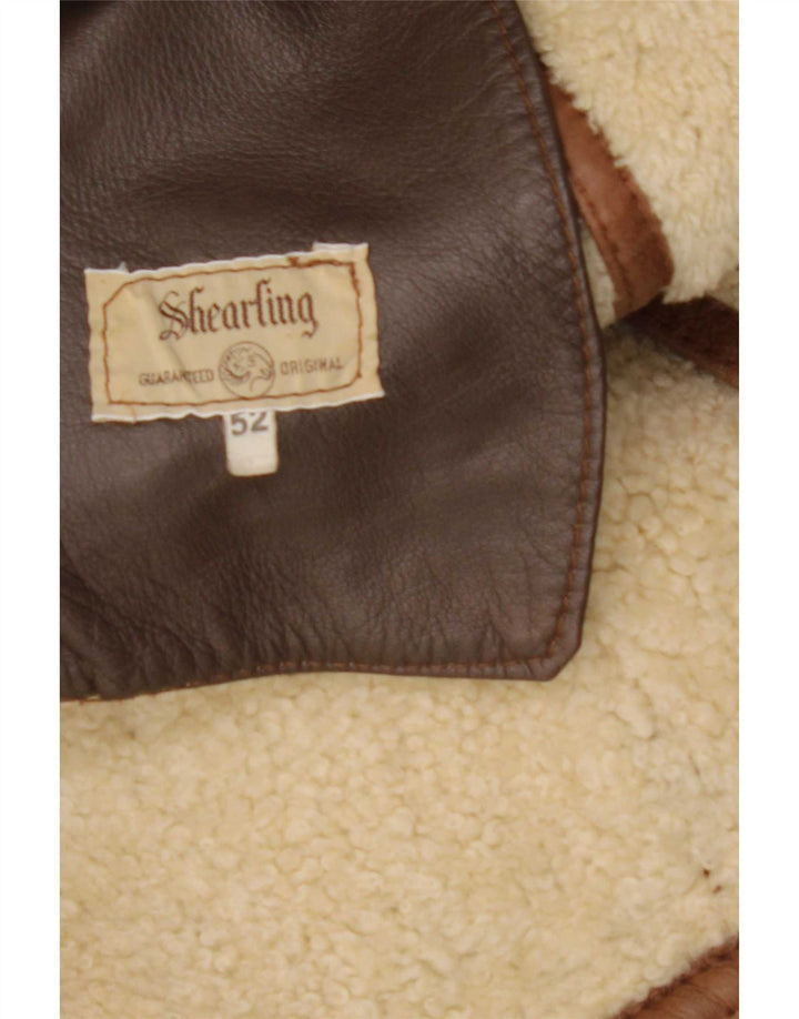 Vintage męska kurtka Shearling IT 52 XL Beżowa kurtka Shearling