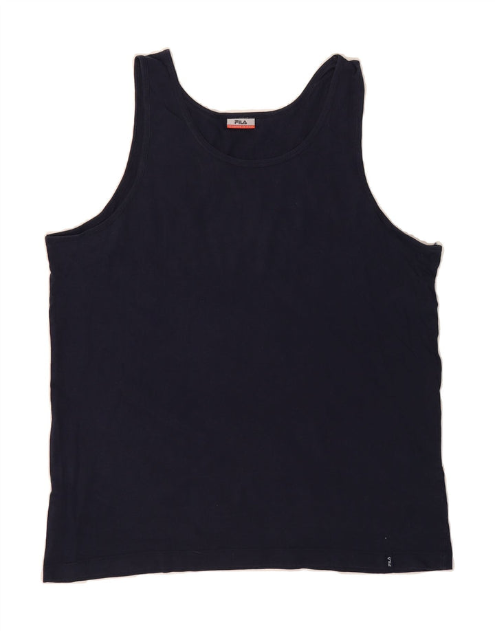 FILA Mens Vest Top XL Navy Blue Cotton Vintage Fila and Second-Hand Fila from Messina Hembry 