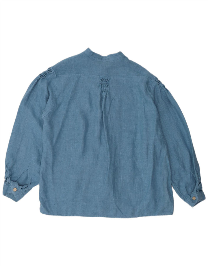 Vintage damska bluzka oversize z długim rękawem Top EU 42, duża niebieska pościel