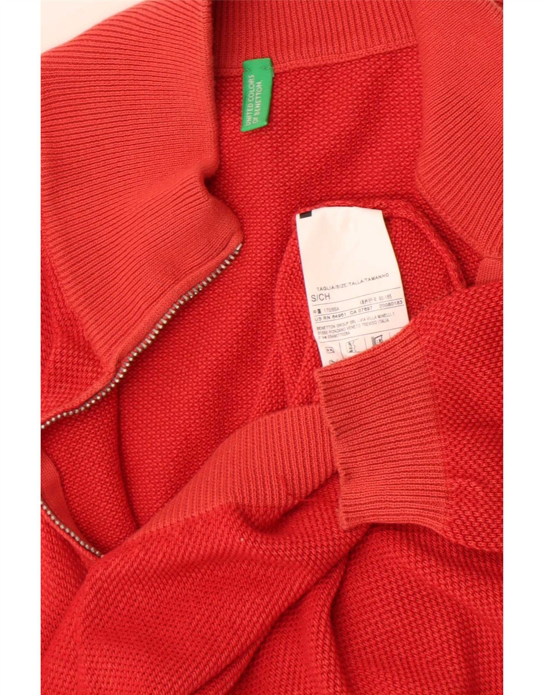 Męski sweter rozpinany Benetton, mały, czerwony, bawełniany