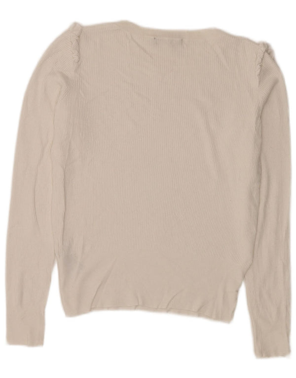 Damski sweter oversize Oasis z dekoltem w łódkę UK 10 Small, biała wiskoza