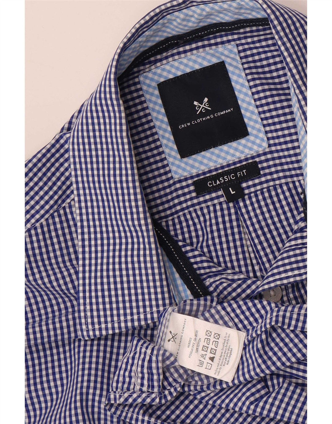 Crew Clothing Męska koszula o klasycznym kroju, duża, niebieska bawełniana kratka