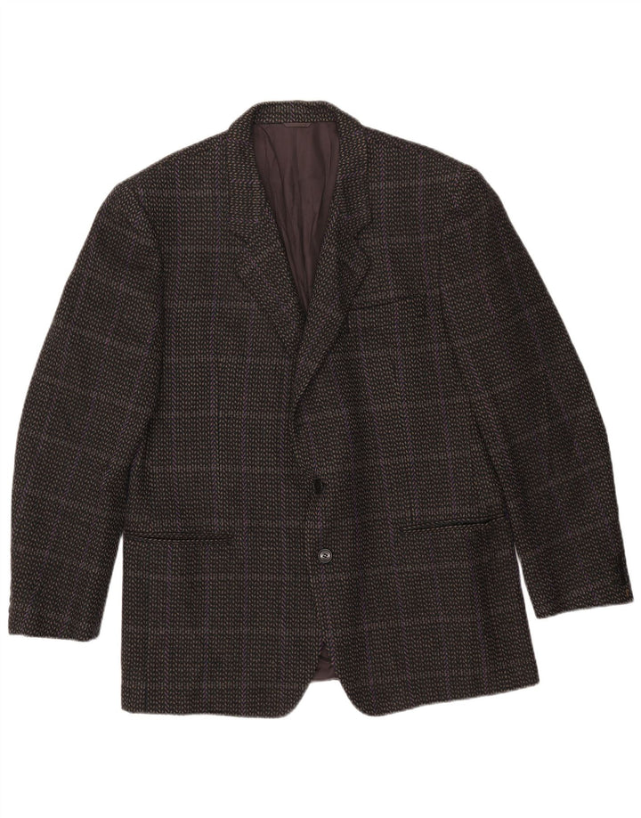 Cerruti 1881 Męska marynarka zapinana na 2 guziki IT 54 2XL Szara kratka z owczej wełny