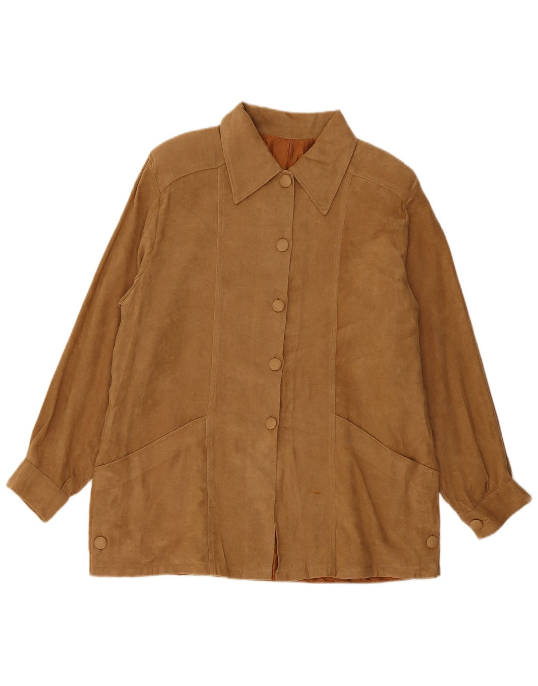 Zamszowa kurtka damska Vintage UK 16, duża brązowa