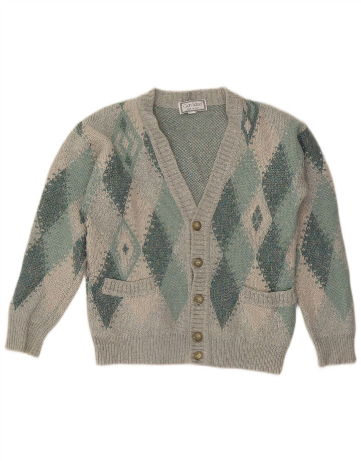 Gran Sasso Męski sweter rozpinany Średni szary Argyle/diamentowa wełna