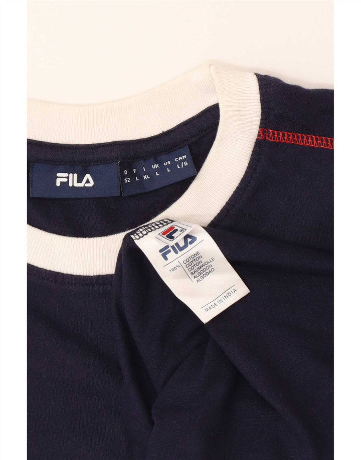 T-shirt męski Fila, duży, bawełniany w granatowe paski