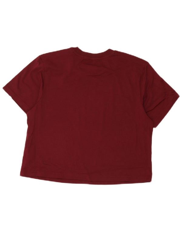 Damska koszulka Adidas Crop Oversize Top UK 8/10 Small Burgundowa bawełna