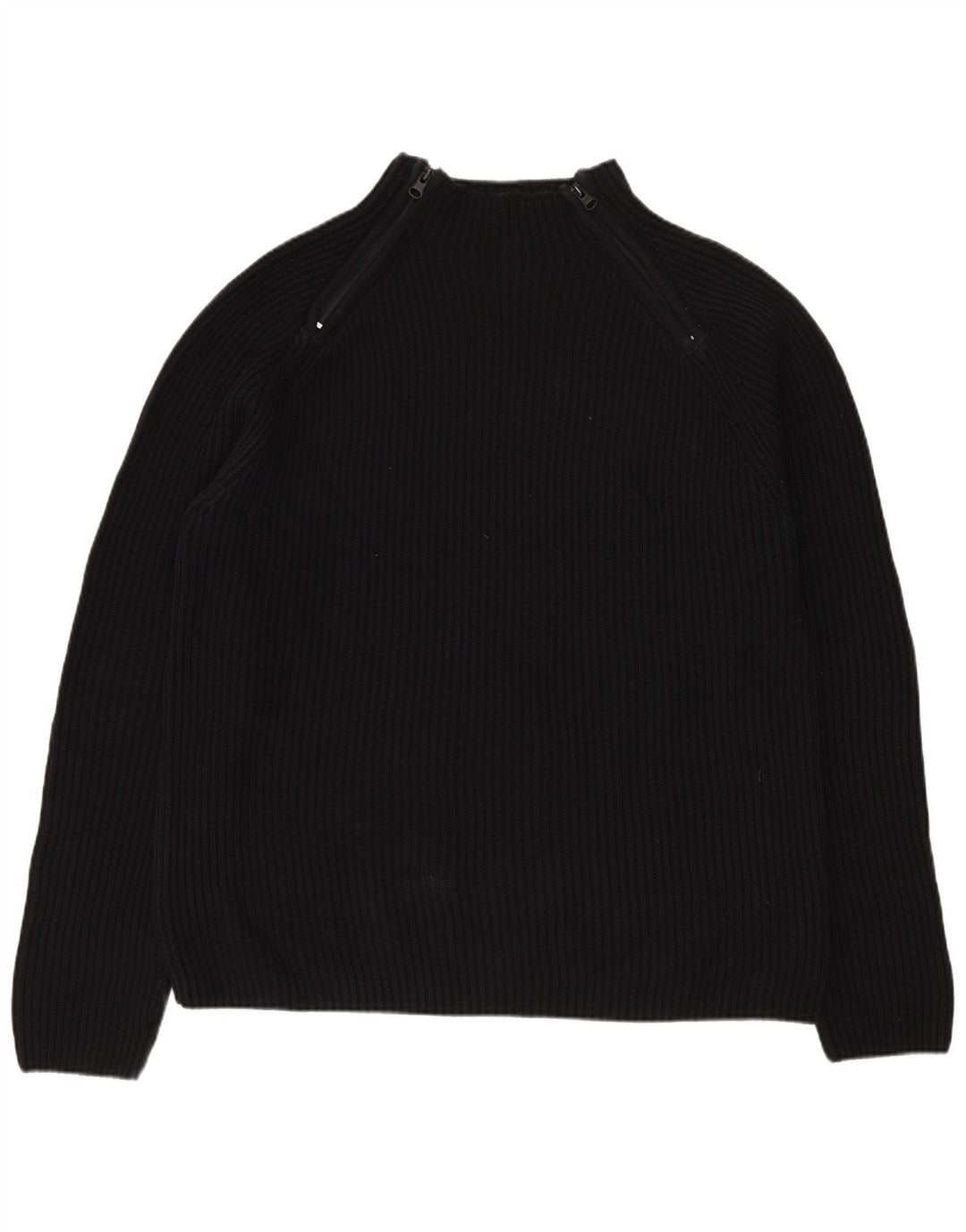 Męski sweter Zara z zamkiem błyskawicznym, duży, czarny, bawełniany