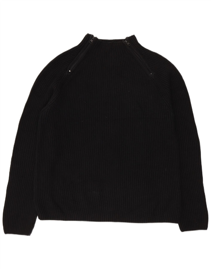 Męski sweter Zara z zamkiem błyskawicznym, duży, czarny, bawełniany